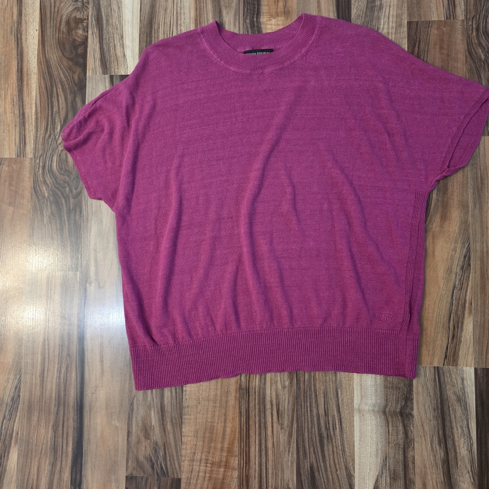 Banana Republic Magenta Linen Blend Dolman Sweater Barbiecore Quiet Luxury